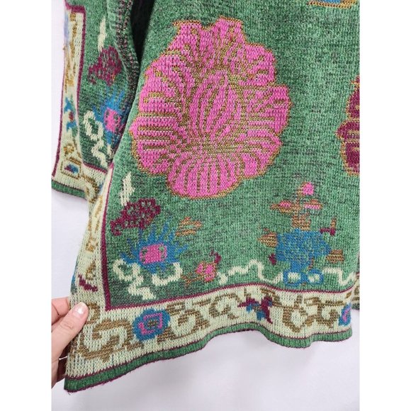 Vintage Cosetta Womens Green Tapestry Design Sweater Large Retro Pullover 90's - Picture 2 of 8